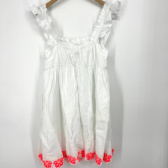 J. Crew Factory Flutter Sleeve Mini Dress Embroidered Hem Detail Size 10 - Picture 2 of 12